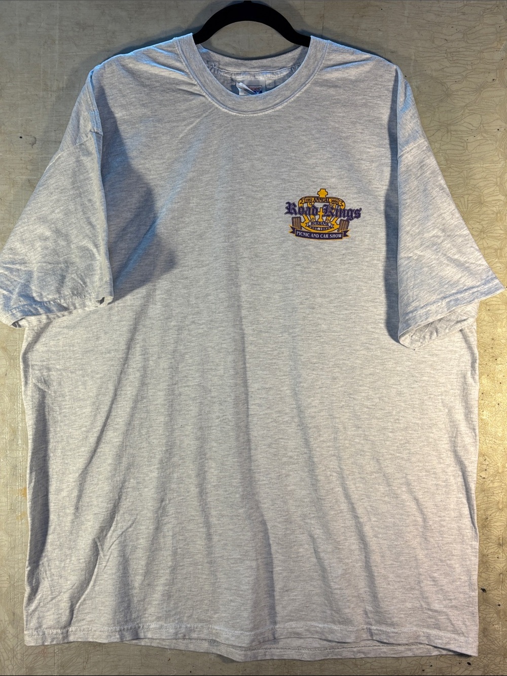 Light Gray Short-Sleeve Tee with Small Chest Graphic